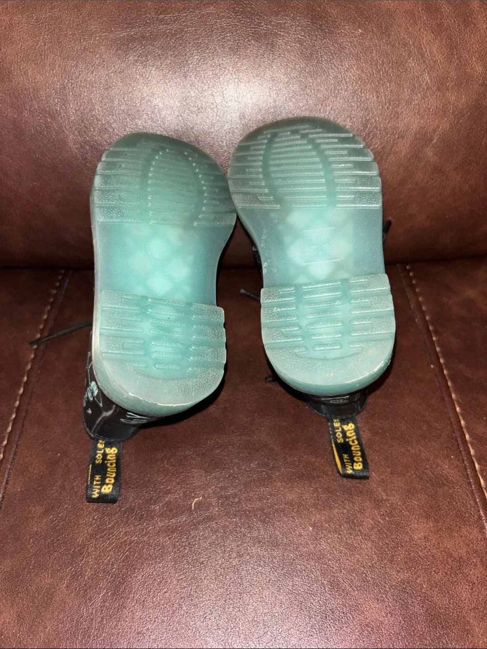 Dr. Martens Kids Black Boots with Teal Skull Accents